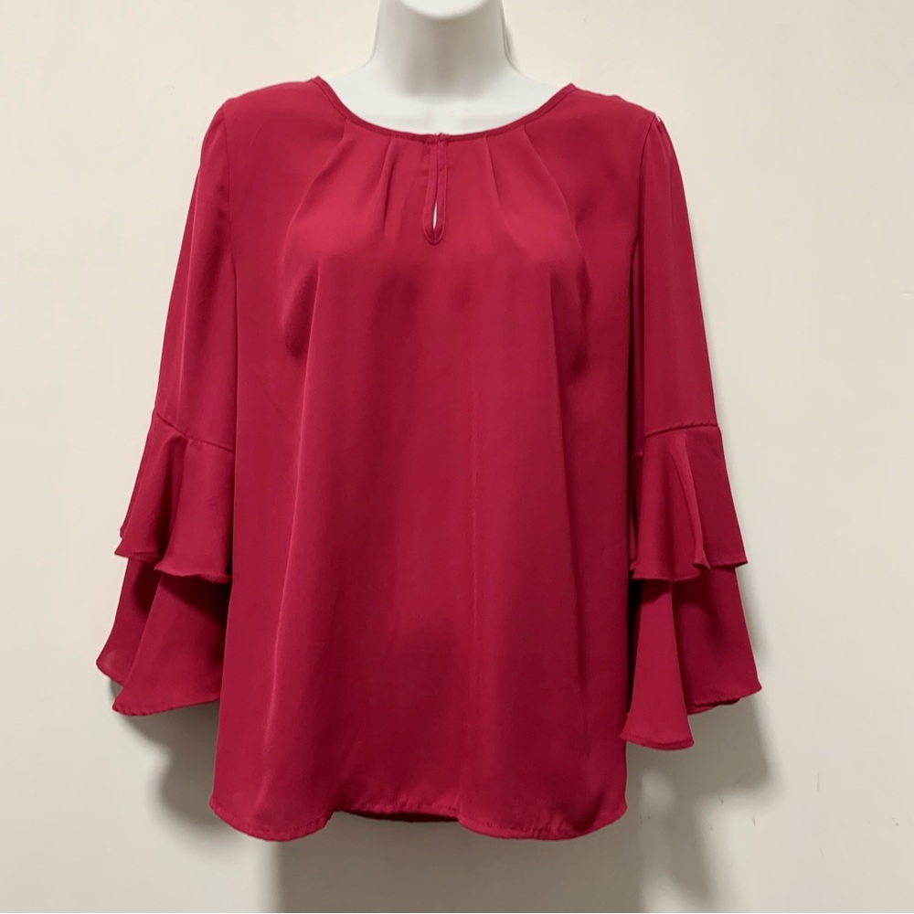 Banana Republic Red Flutter Sleeve Blouse with Ruffles S NWOT.